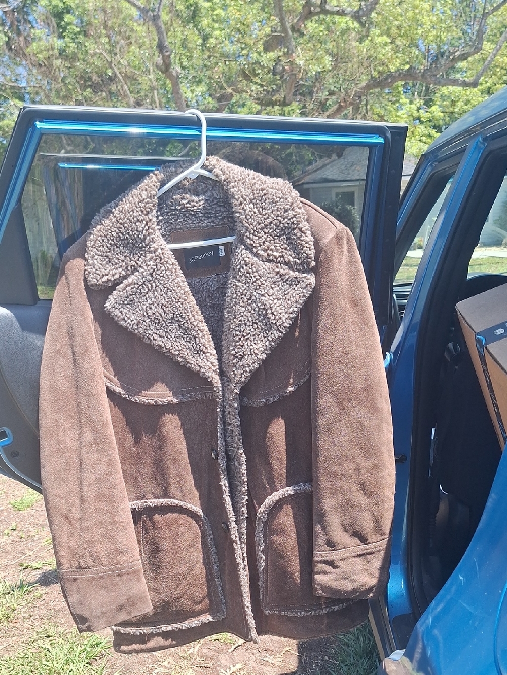 jcpenney Brown Suede-Look Shearling Jacket